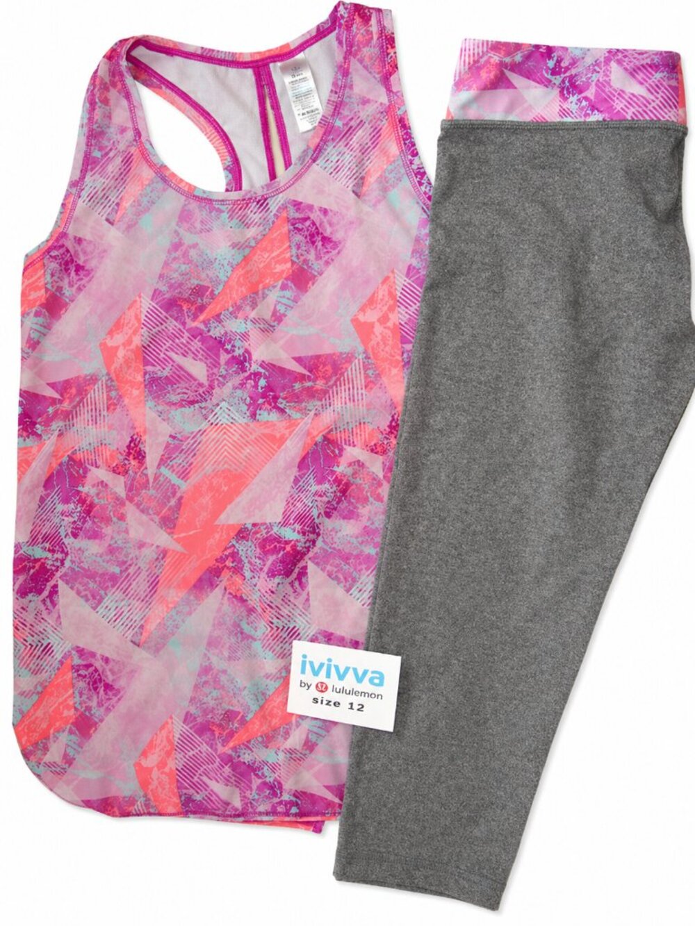 Ivivva Girl set by Lululemon 🍋 Tank Top and Rhythmic grey crop leggings size 12